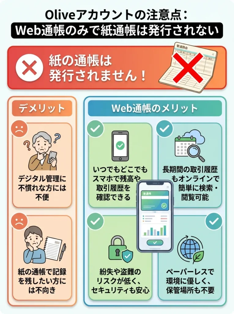 Web通帳のみで紙通帳は発行されない