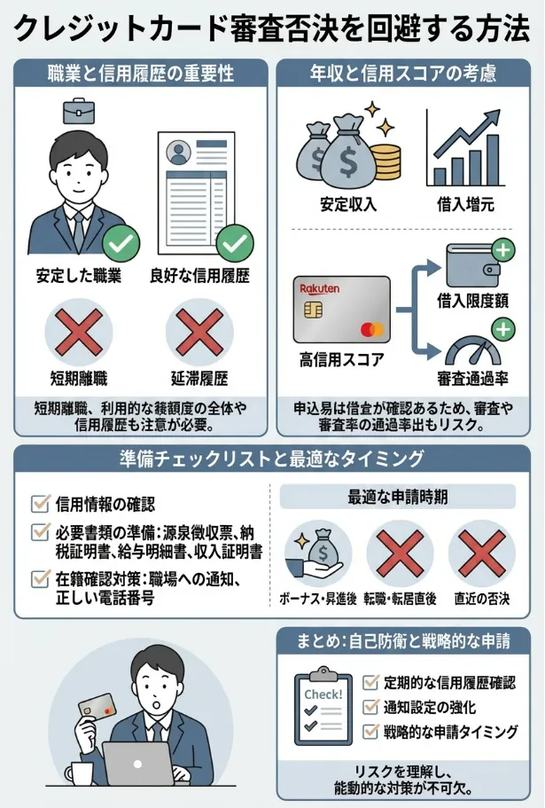 クレジットカードの審査落ちを避けるための方法