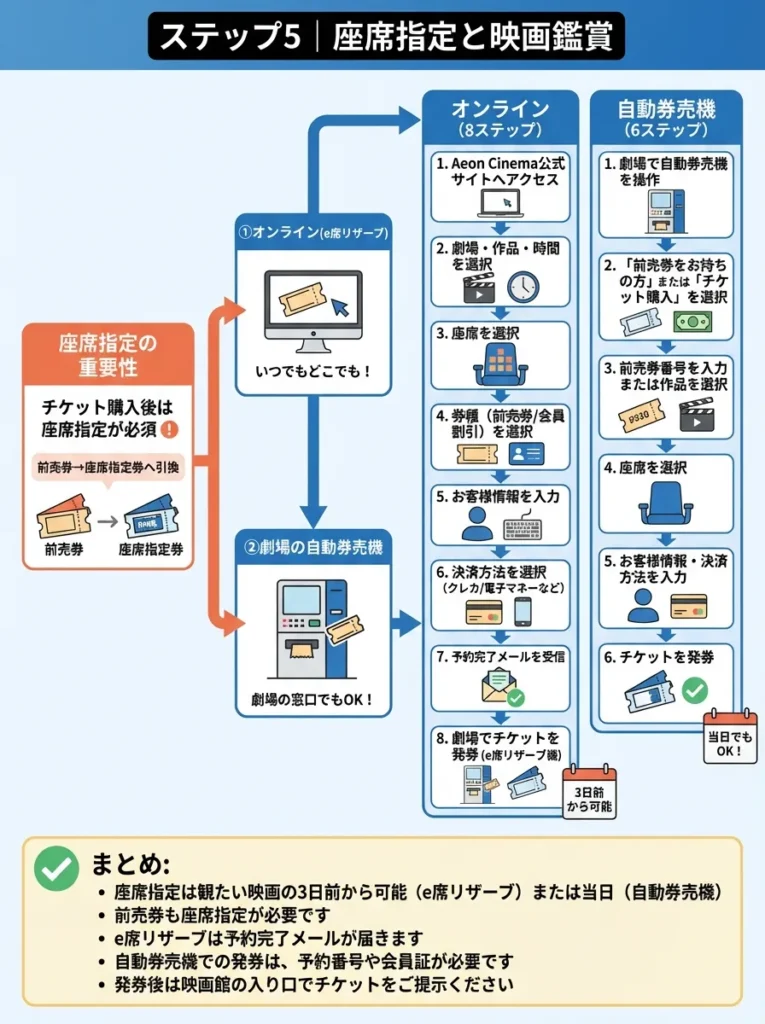 ステップ5｜座席指定と映画鑑賞