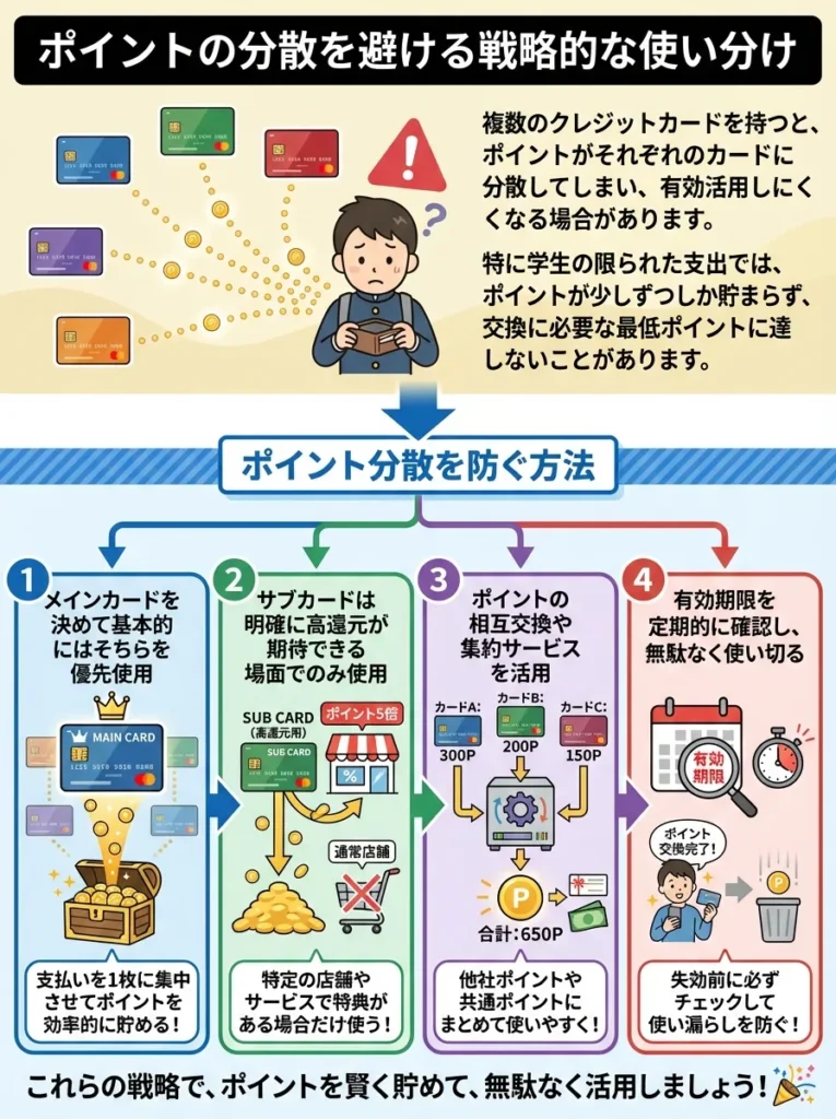 ポイントの分散を避ける戦略的な使い分け