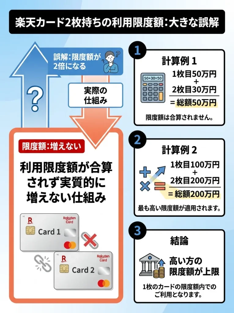 利用限度額が合算されず実質的に増えない仕組み