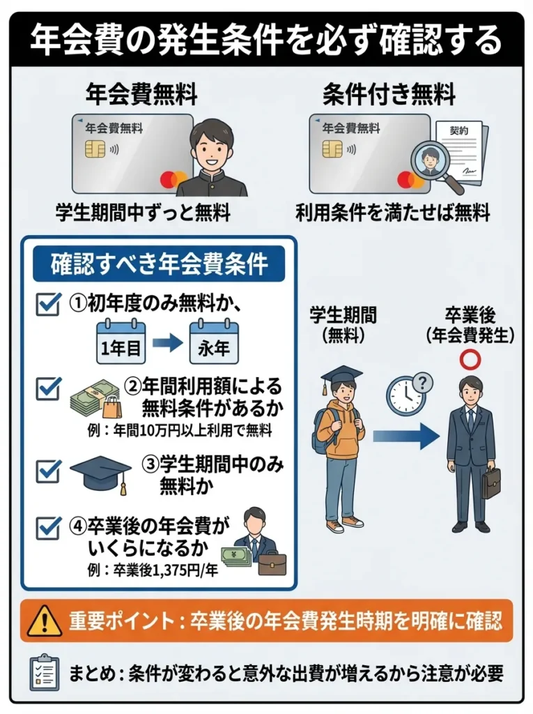 年会費の発生条件を必ず確認する