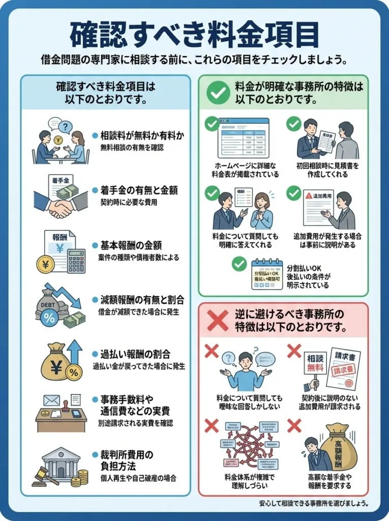 確認すべき料金項目