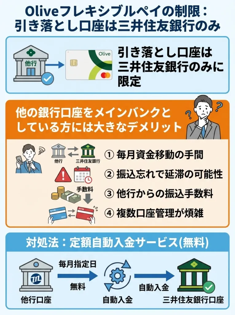 理由3 引き落とし口座は三井住友銀行のみに限定される