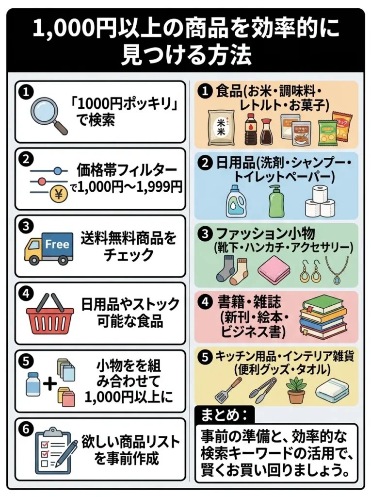 1,000円以上の商品を効率的に見つける方法