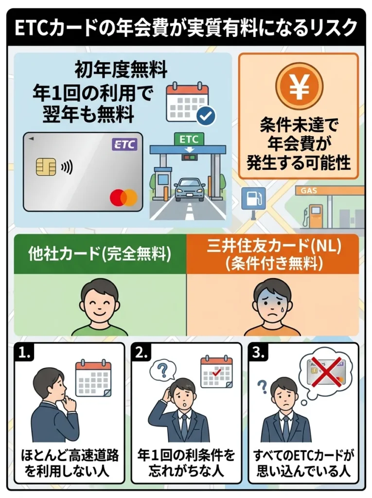 ETCカードの年会費が実質有料になるリスク