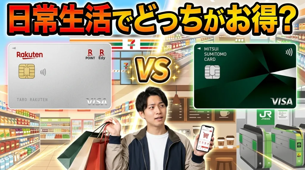 【ポイント還元率】三井住友カード(NL)と楽天カードを徹底比較！日常生活でどちらが本当にお得？