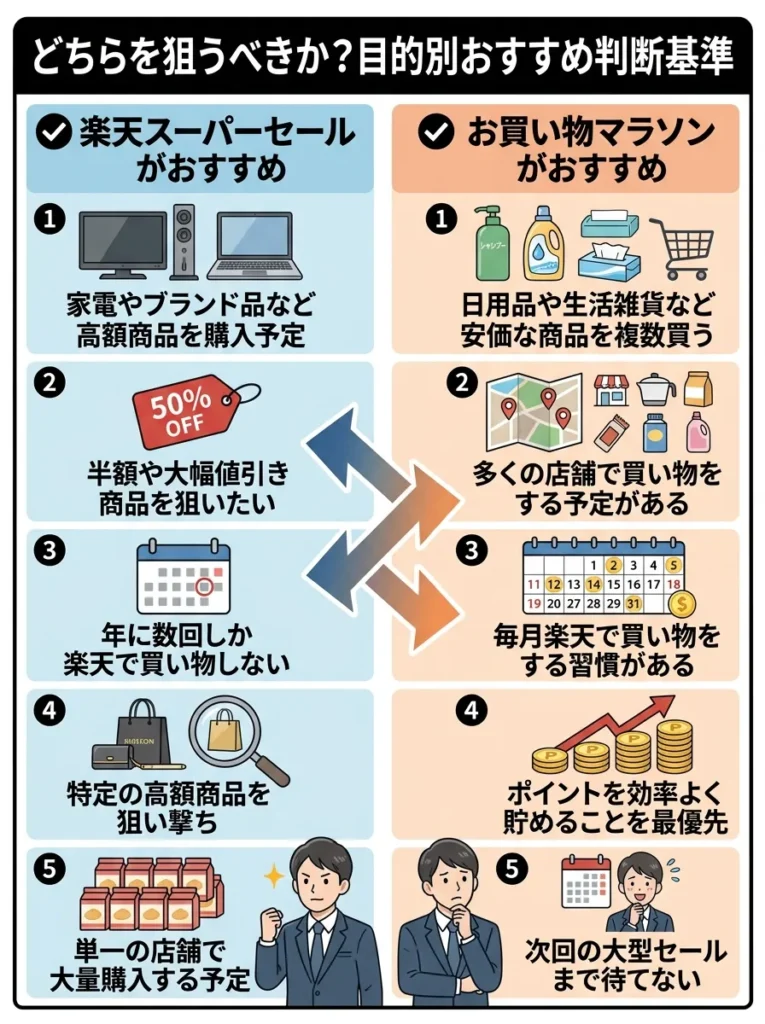 どちらを狙うべきか?目的別おすすめ判断基準