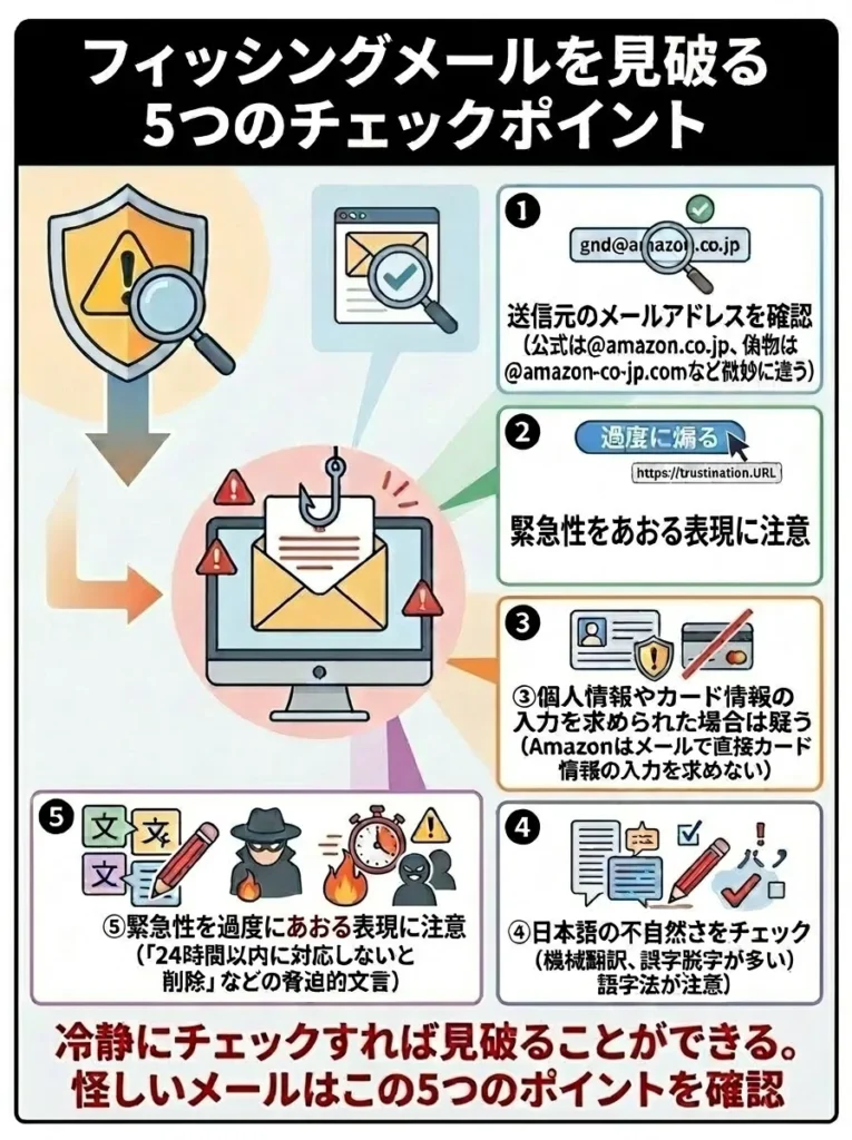 フィッシングメールを見破る5つのチェックポイント