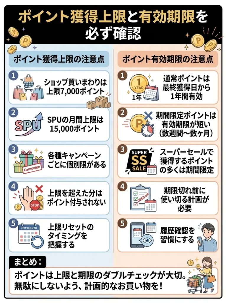 ポイント獲得上限と有効期限を必ず確認