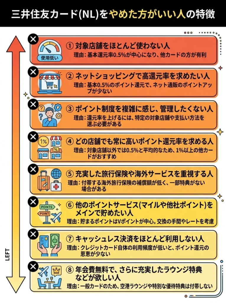三井住友カード(NL)をやめた方がいい人の特徴