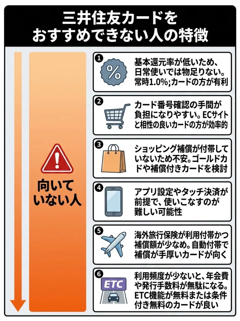 三井住友カードをおすすめできない人の特徴