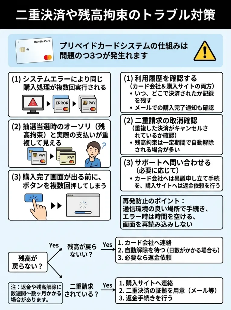 二重決済や残高拘束のトラブル対策