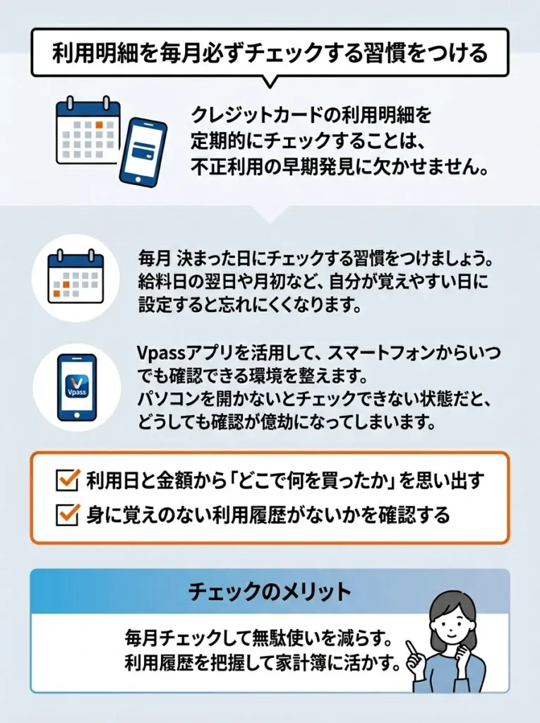 利用明細を毎月必ずチェックする習慣をつける