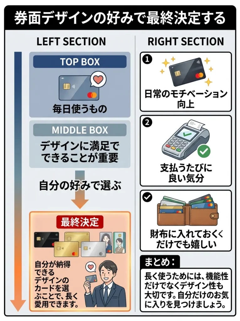 券面デザインの好みで最終決定する