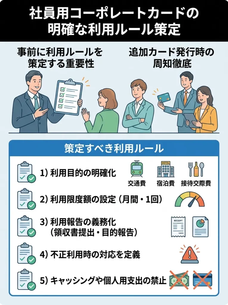 従業員用カードの利用ルールを明確にする