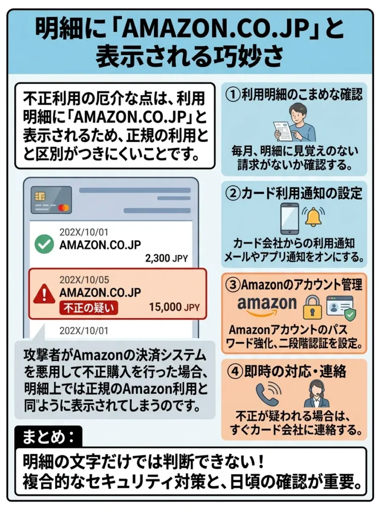 明細に「AMAZON.CO.JP」と表示される巧妙さ