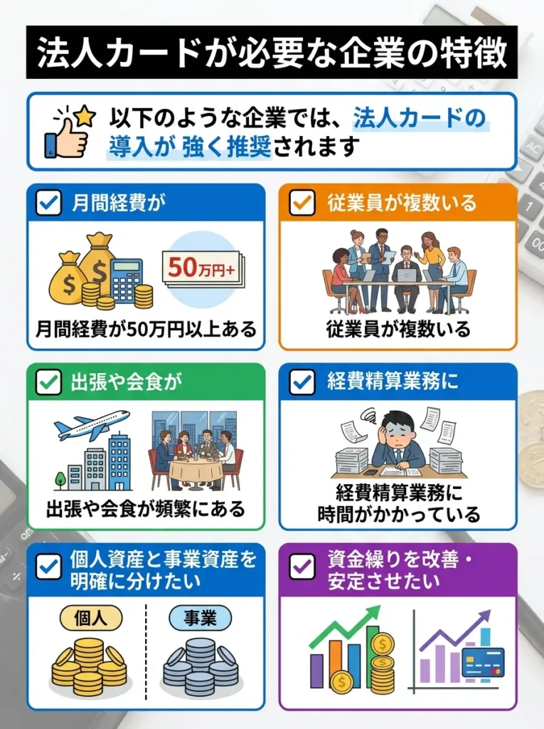 法人カードが必要な企業の特徴