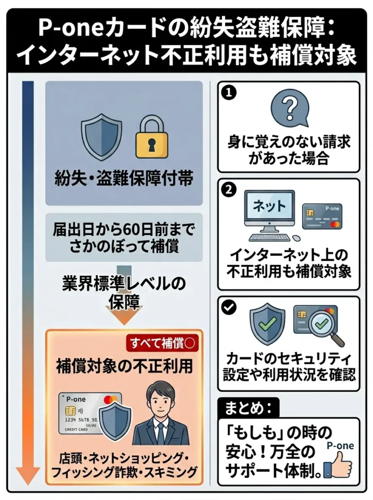 紛失盗難保障とインターネット不正利用も補償対象