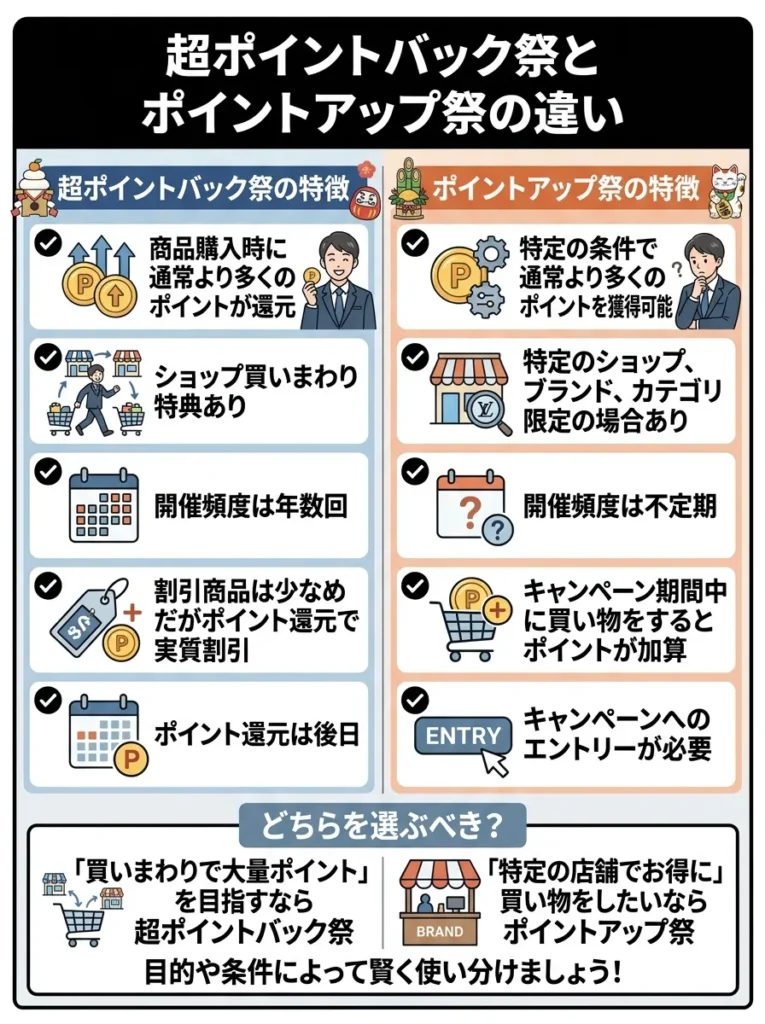 超ポイントバック祭とポイントアップ祭の違い