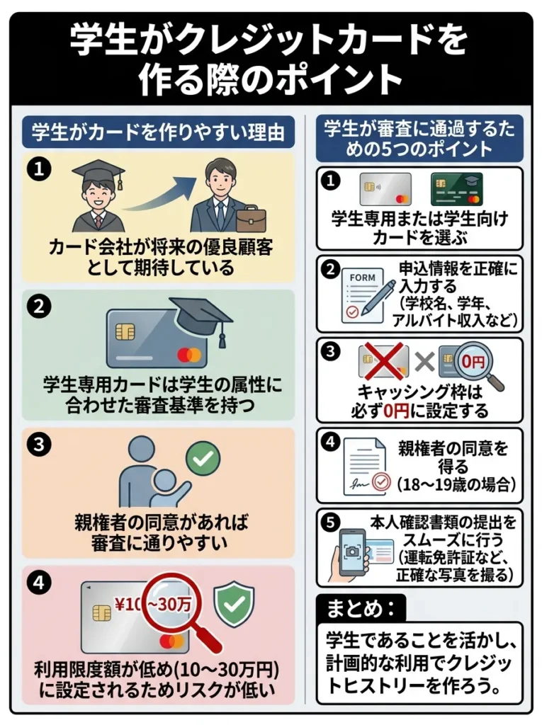 学生がクレジットカードを作る際のポイント