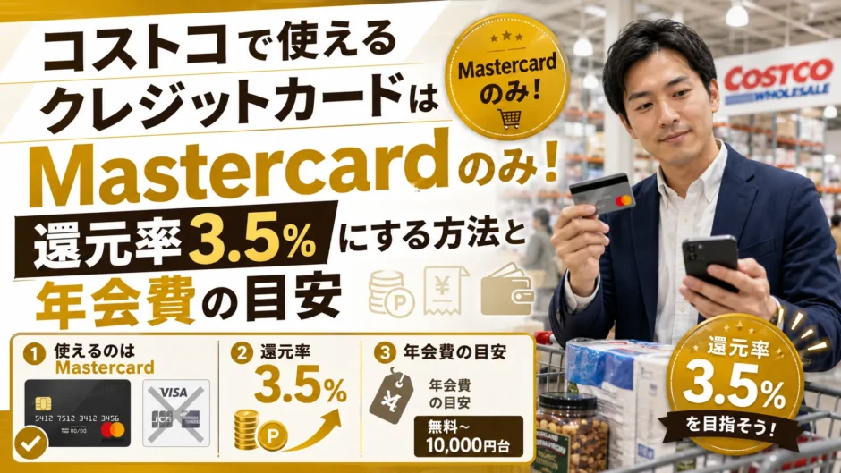 コストコで使えるクレジットカードはMastercardのみ！還元率3.5%にする方法と年会費の目安